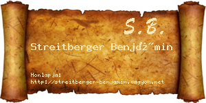 Streitberger Benjámin névjegykártya